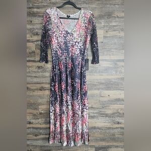 Komarov Multicolor Floral Long Sleeve Dress